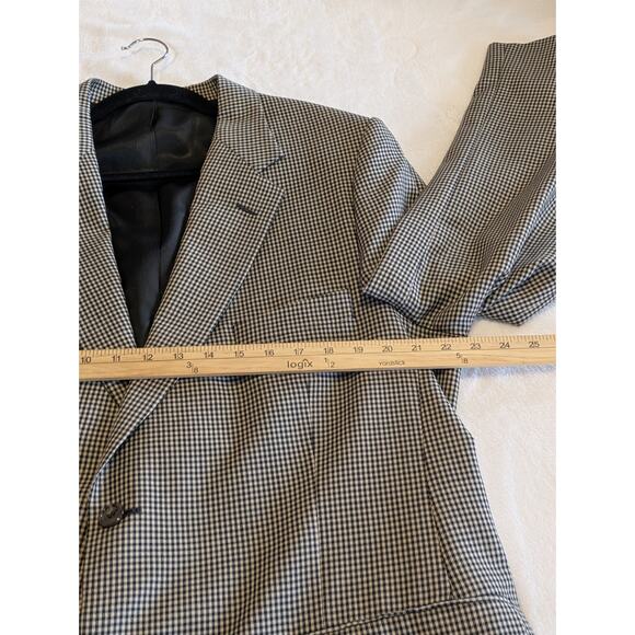 Oak Creek Blazer Mens 44R Worsted Wool Houndstooth Black - Picture 7 of 11